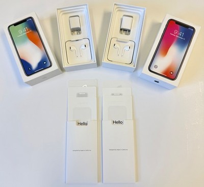 TWO Apple iPhone X Boxes Retail Original BOXES ONLY- ALL OEM Accessories Options