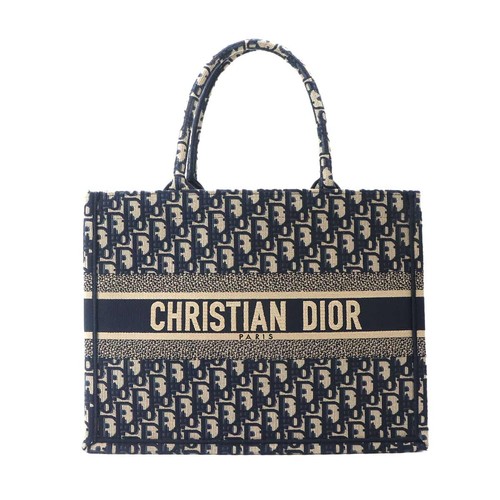 Christian Dior Oblique Book Tote Medium Bag Canvas Navy M1296ZRIW 90335922