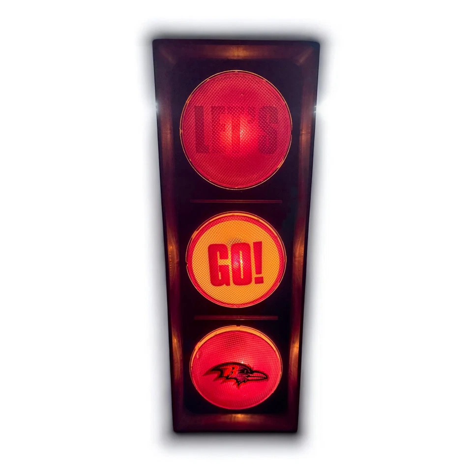 Lámpara intermitente vintage NFL Baltimore Ravens luz de parada de tráfico hombre decoración de cueva Foto 2 de 4