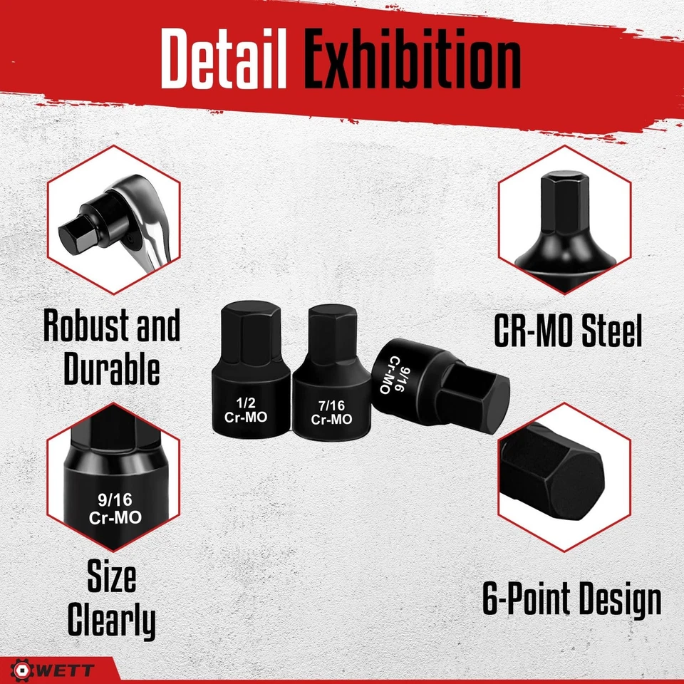 3/8-Inch Drive Low Profile Impact Hex Driver Set, 16-Piece Stubby Hex Bit Soc... - Image 3 of 4