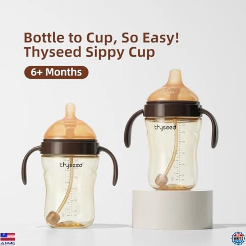 Tazas para sorber de paja ponderadas a prueba de derrames infantiles de tollera con asas y tapas Foto 3 de 4