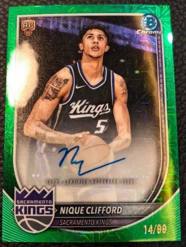 Nique Clifford 2025-26 Topps Bowman Chrome 14/99 Auto Green Mojo RC #BCA-NC