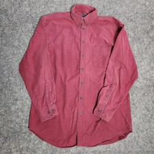 Woolrich VTG 90s Chamois Shirt Mens Large Red Heavyweight Flannel USA Made Pleat