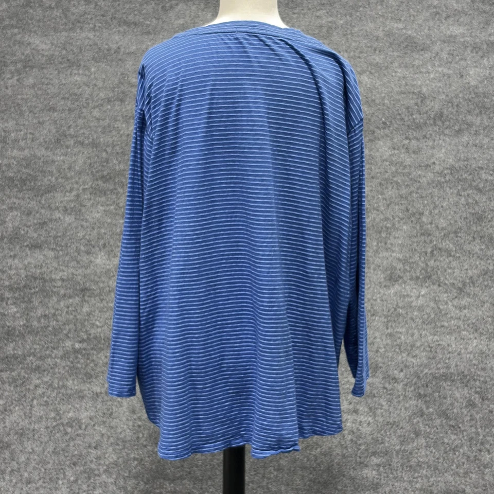 Camisa Fresh Produce Mujer 3X Azul Rayas Manga Larga Algodón Hecha en EE. UU. E384 Foto 2 de 4