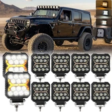 10x 4" Inch LED Work Light Bar Pods Offroad Driving Truck ATV Fog Lamp Amber DRL