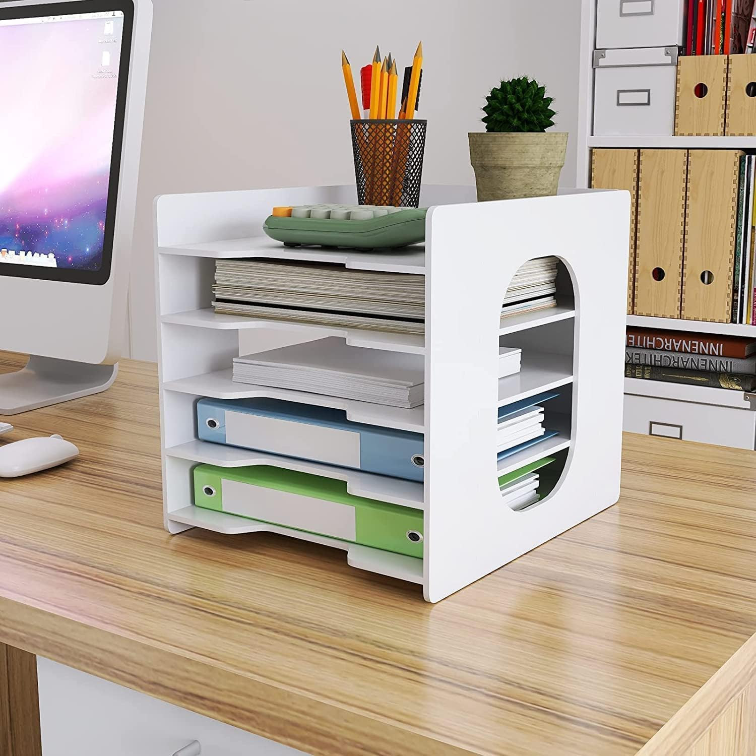 PUNCA Organizer Ufficio Scrivania 5 Livelli in PVC Porta Documenti Da Scrivania 