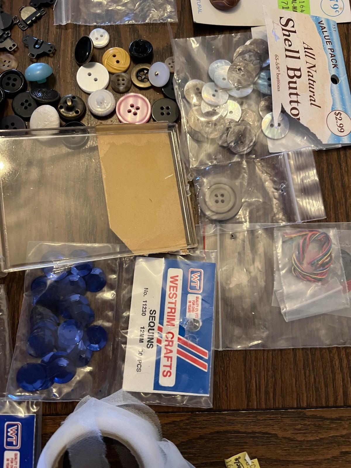 Vintage Sewing Supplies Notions Lot Needles Thread Buttons Hooks Ribbon & More