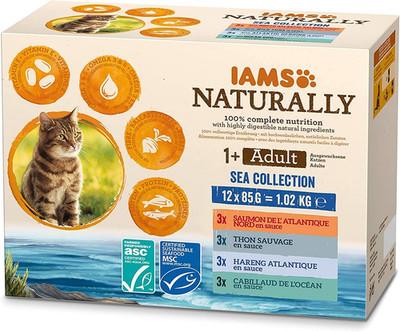 IAMS Naturally Sea Collection Katzen Nassfutter Fisch in Sauce 12x85g