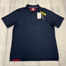 NWT Robert Graham FARRIS Polo Shirt Medium Navy Blue Classic Fit Mens 118