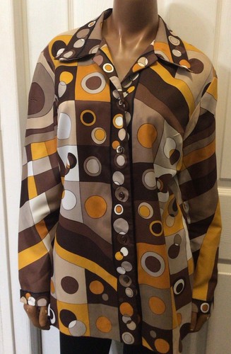 Vintage 70s Alex Coleman Retro Psychedelic Mod Hippie Shirt Blouse - Picture 2 of 8