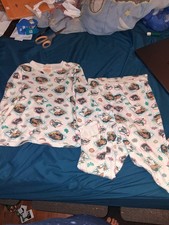 90s Vintage Kids Disney Pocahontas AOP 2 piece Pajama Set Size 8 Red Description