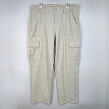 American Eagle Outfitters Womens Size 18 Faux Leather Pants Cream Cargo Pockets