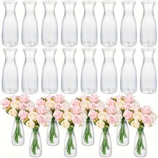 Pack of 10 Plastic Striped Vases, Transparent Flower Vase, DIY Flower