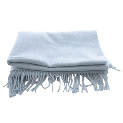 Johnstons of Elgan Elgin Cashmere Large Format Stole Fringe Aqua Light Blue Used