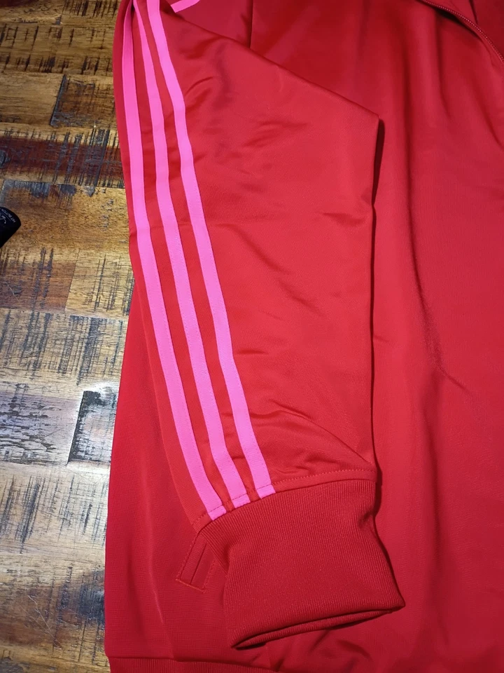 MUJERES ADIDAS Original Firebird Chándal Escarlata/Rosa Calce Suelto Nuevo Talla Med Nuevo Con Etiquetas Foto 4 de 4