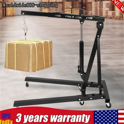 2 Ton  Folding Engine Motor Hoist Cherry Picker Shop Crane Lift Black Durable
