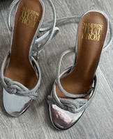 ‘Where’s That From’ Silver Wrap Around Heels Uk Size 4 Wide Fit New In Box