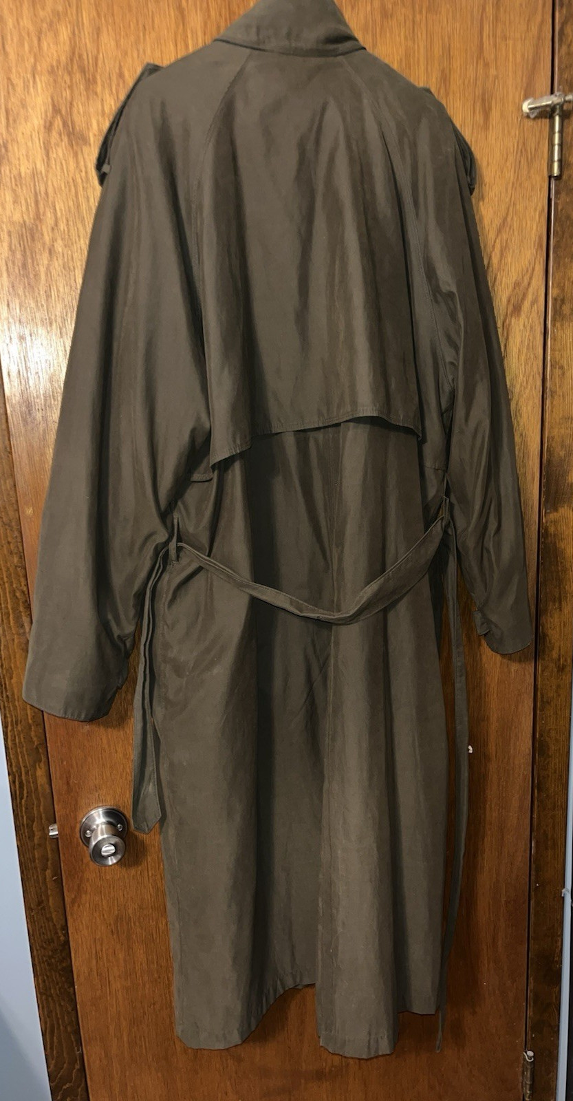 Vtg Towne London Fog  Men's Trench Coat 42 Long Olive  Removable Lining