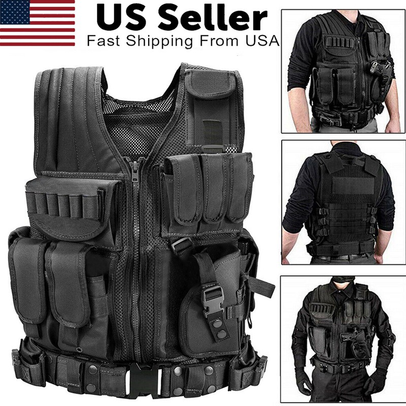 Military Tactical Vest Molle Adjustable Army Assault Combat Plate