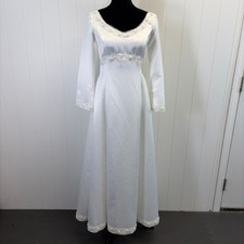 Handmade Regency Embroidered Satin Wedding Dress Women Size S Cottage Princess