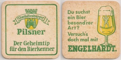 Engelhardt Charlottenburger Pilsner - old beer mat beer felt ''especially morer art''