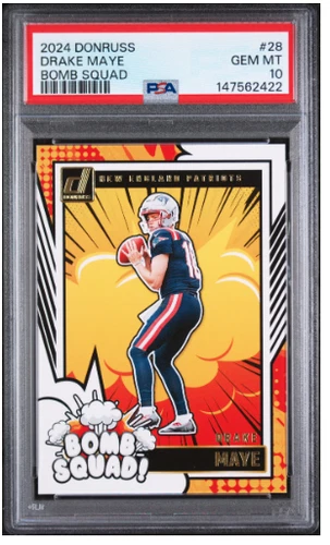 2024 Panini Donruss Drake Maye Bomb Squad Rookie RC #28 Patriots PSA 10 GEM MINT