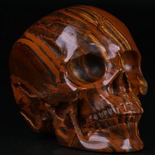 3.0" Tiger Iron Eye Carved Crystal Skull, Realistic, Crystal Healing