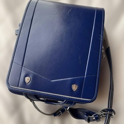 Blue Randoseru Backpack School Bag Leather-Style Used Standing Stylish