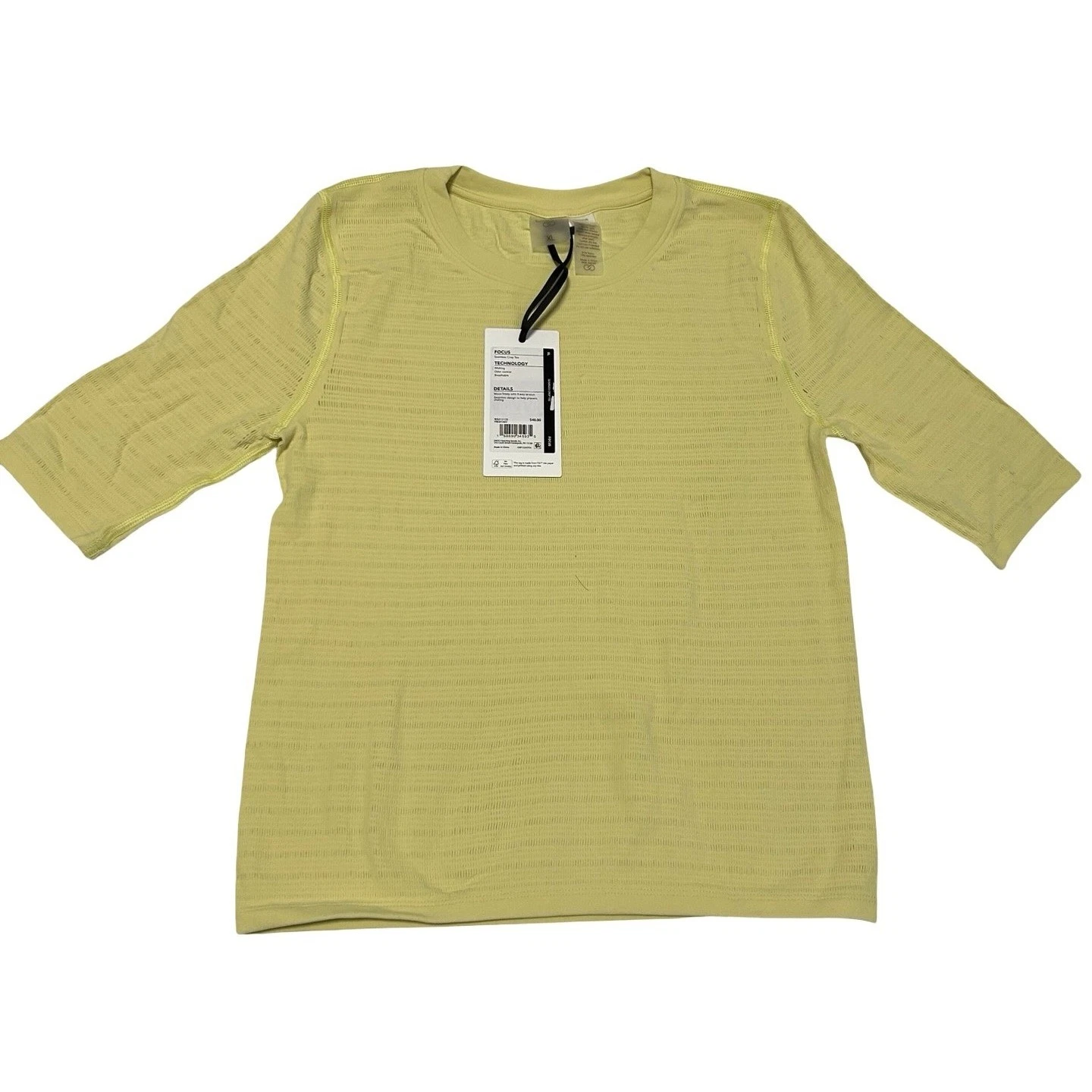 Sava Seamless Crop Tee Athletic Top Lime Yellow Sz XL NWT