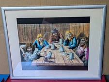 Framed Hand Drawn SMITH '86 Art/Humor Cartoon RETRO Mystical Tavern Friends