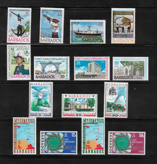 Barbados Collection of 15 1967 1969 Elizabeth II Mint Never Hinged Nice!