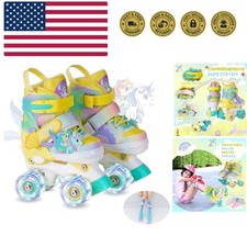 Girls Roller Skates for Kids Ages 3-12 Adjustable Light Up Roller Skates for ...