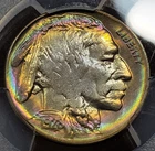 1928 D 5c Buffalo Nickel PCGS MS63 RAINBOW TONED Neon Color Wow *M897