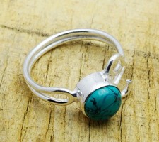 Blue Turquoise Gemstone Handmade 925 Sterling silver Jewelry Ring Size-8" US 