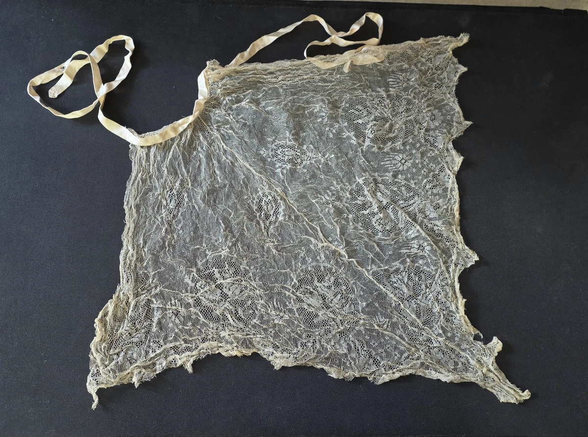 Corbata de encaje vintage o antigua, jabot o corbata decorativa - Juego de 2