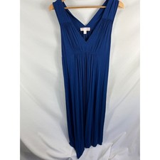 Oscar De La Renta Pink Label V Neck Blue Maxi Size XL