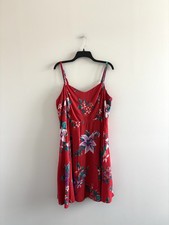 Old Navy Fit & Flare Cami Mini Dress Red Floral Smocked Sleeveless Women XL Boho