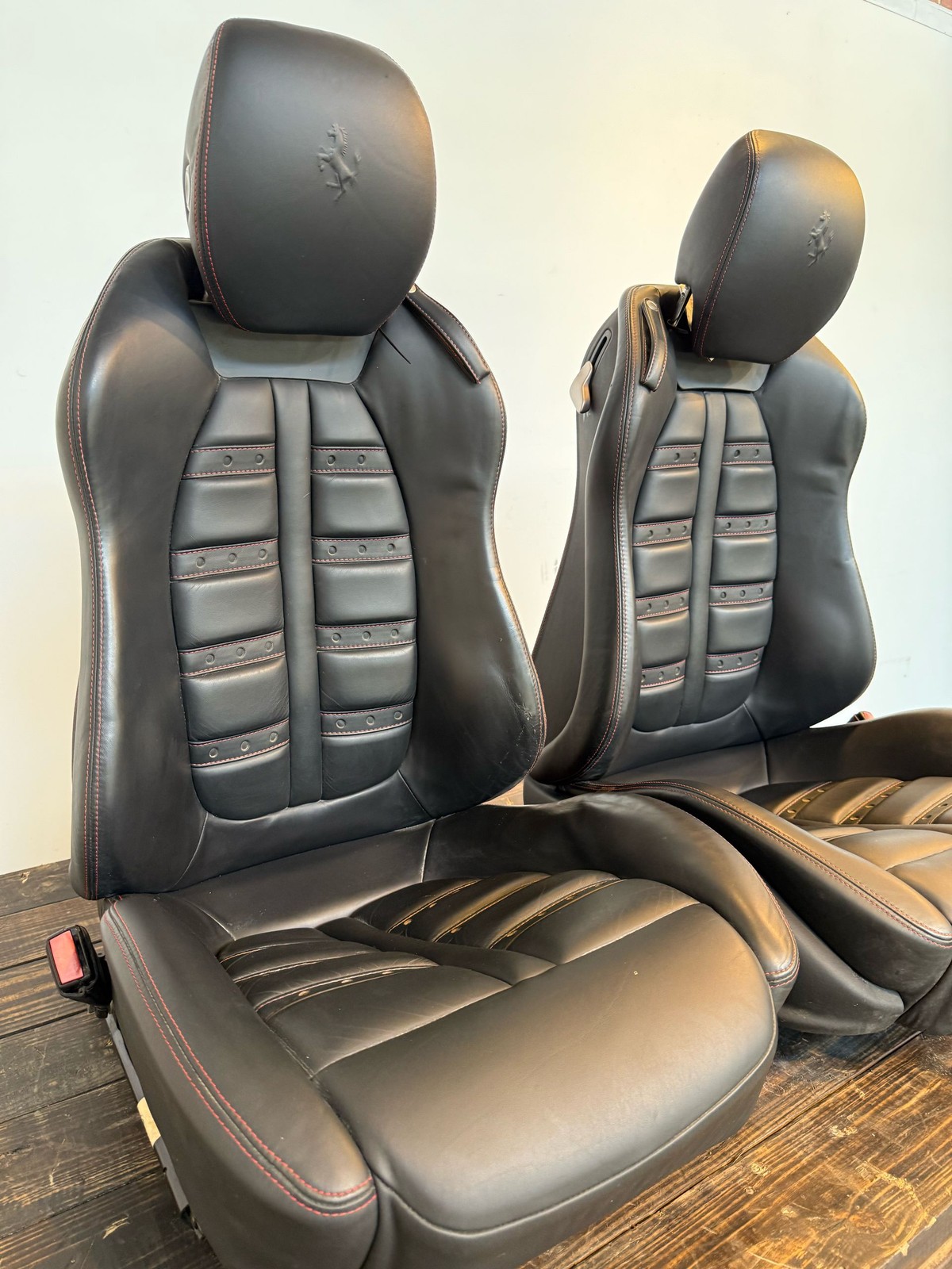 2009-2014 Ferrari California Daytona Seat Set Black Leather OEM Pair w/o modules