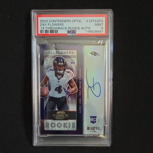 Panini Contenders Optic 2023 Zay Flowers 13TAZFS RC Auto /25 PSA 9 Ravens