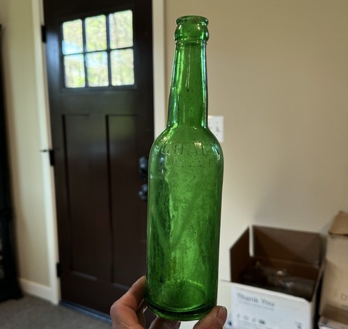 Schalk Newark NJ Scarce Emerald Green Emb Pre-Pro Beer Bottle Dated 1917 Nice