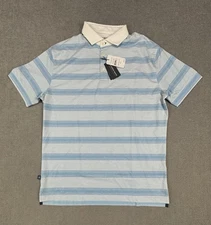 Mizzen & Main Polo Shirt Mens Medium Performance Blue Striped New