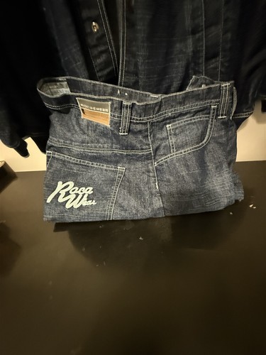 Set 2 pezzi vintage uomo Roca Wear jeans blu e giacca jeans chiusura a scatto 3XL - Foto 2 di 14