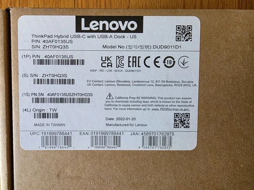 NEW SEALED Lenovo ThinkPad Hybrid USB-C /w USB-A Dock 40AF0135US DUD9011D1