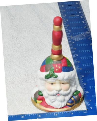 Holiday Bell Hand Painted Christmas Santa Claus Hat Porcelain Saint Nick - Picture 1 of 10