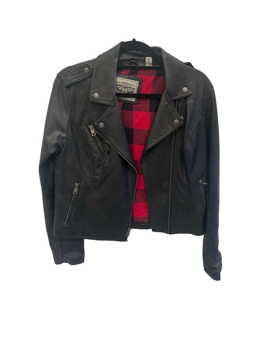 Biker Jacket Faux Leather Levis Levis Mens Black Faux Leather