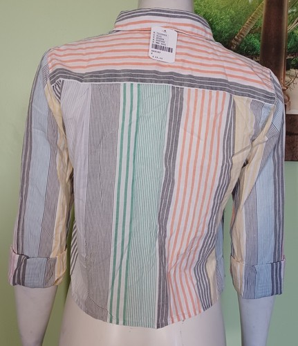 NEW Urban Outfitters Women's Rainbow Stripe Crop Shirt, Multi - S - Picture 3 of 4