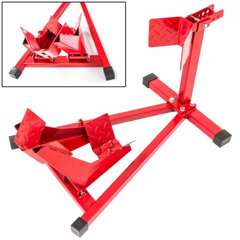 Adjustable Motorcycle Front Wheel Chock Stand Red - Workshop Garage Tool