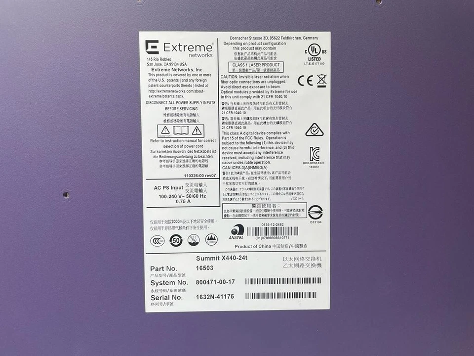 Extreme Networks X440-24t Ethernet Switch 24 Port 16503 - Image 2 of 4