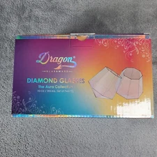 DRAGON GLASSWARE Diamond Whiskey Glasses 10 Oz The Aura Collection Clear 2 Pack