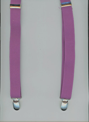 1 Suspenders Purple Elastic Adjustable Straps Quality Clamps Y Back